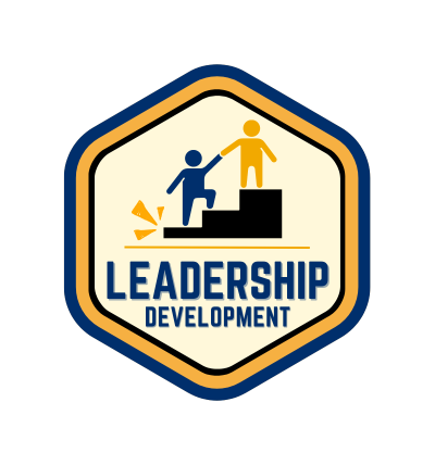 Leadership Development with graphic of leader helping another person